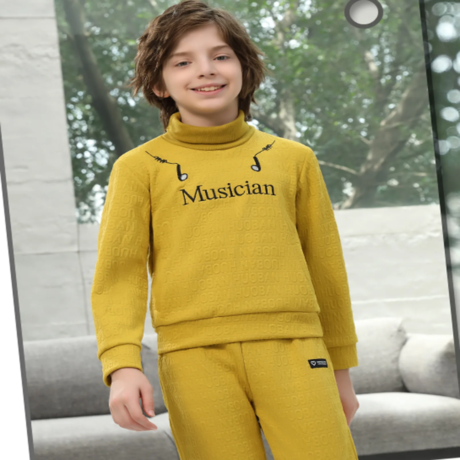 Hot Selling 2025 Autumn/Winter New Casual Boy Solid Color English Letter Set Hoodie Pants Sports Two Piece Set