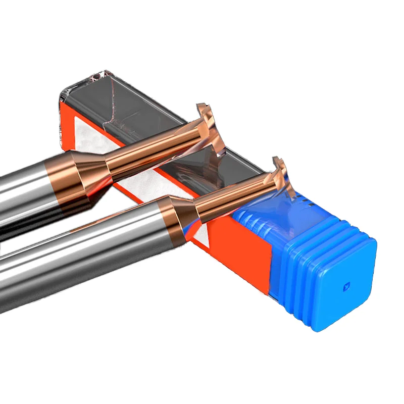 T track two flutes spiral flat milling cutter carbide cnc slotting cutter for aluminum stainless steel