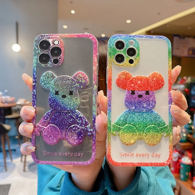 Яркий противоударный 3D чехол с медведем для iphone 13 12 pro max X Xs Xr Max мягкий телефона из