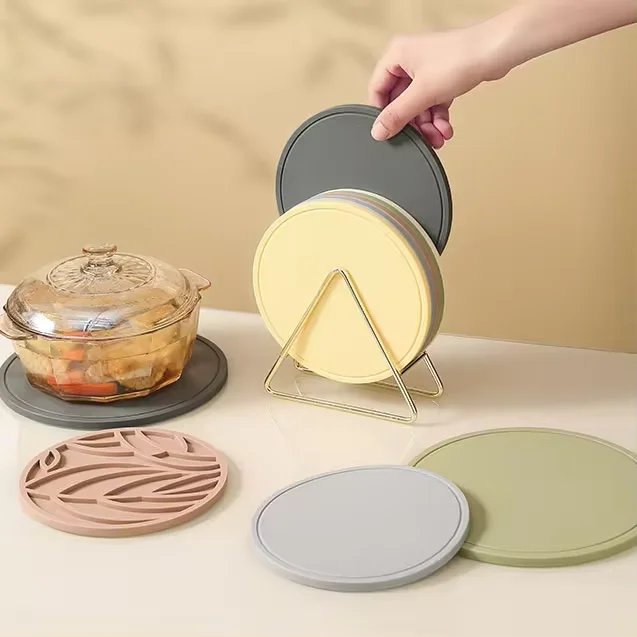 Wholesale Colored Silicone Round Heat Insulation Potholder Antislip Pan Mat Cup Mat Placemat Coaster
