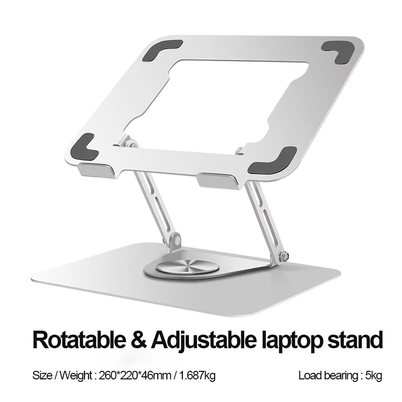 360 rotating swivel laptop stand for standing work multi-angle height ventilated laptop riser adjustable laptop stand