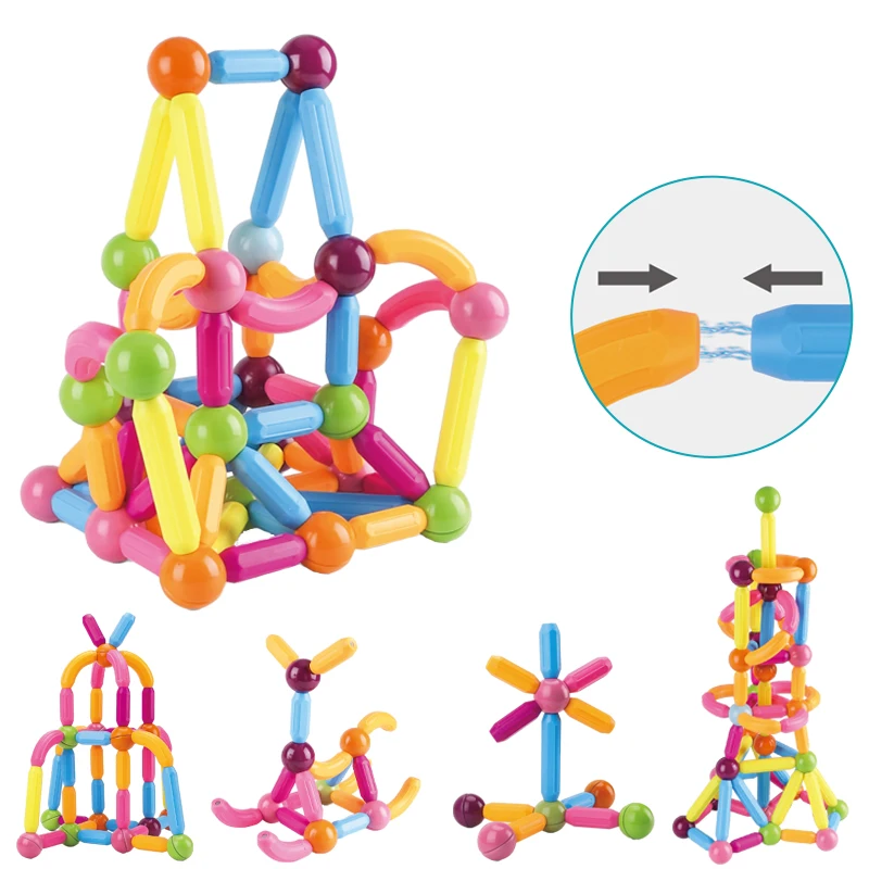 Factory Direct Sale 3D Magnetic Bar Block Kids Magnetic Building Blocks Educational Magnet Rod Building Block for Kids