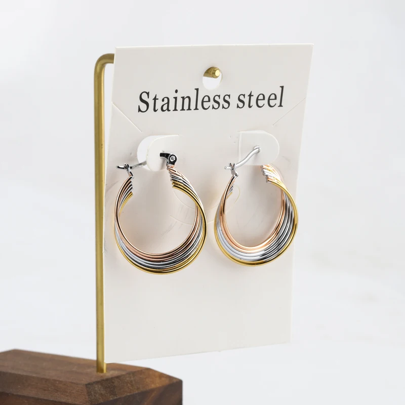 Womens Surgical Stainless Steel Twist Teardrop Earrings Hoops Jewelry Gift
