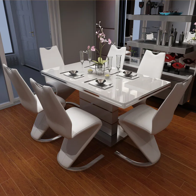 
Free sample room furniture square tempered glass dining table set 6/8/12 chairs 