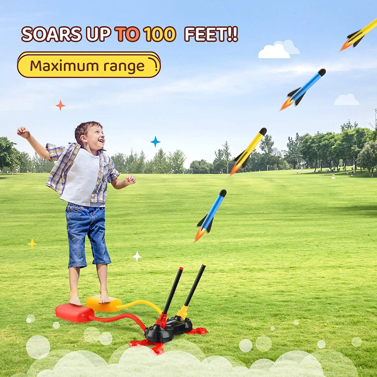 
Dueling Kids Rocket Launcher Kids Toys with 6 Foam Rockets 