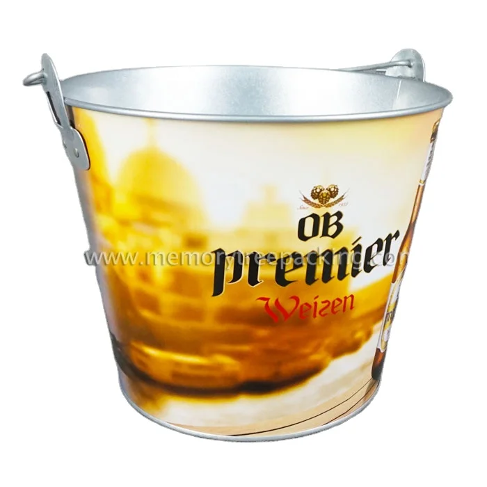 Galvanize Summer Decorative Metal Ice Bucket Tin Beverage Tubs for Serving Beer