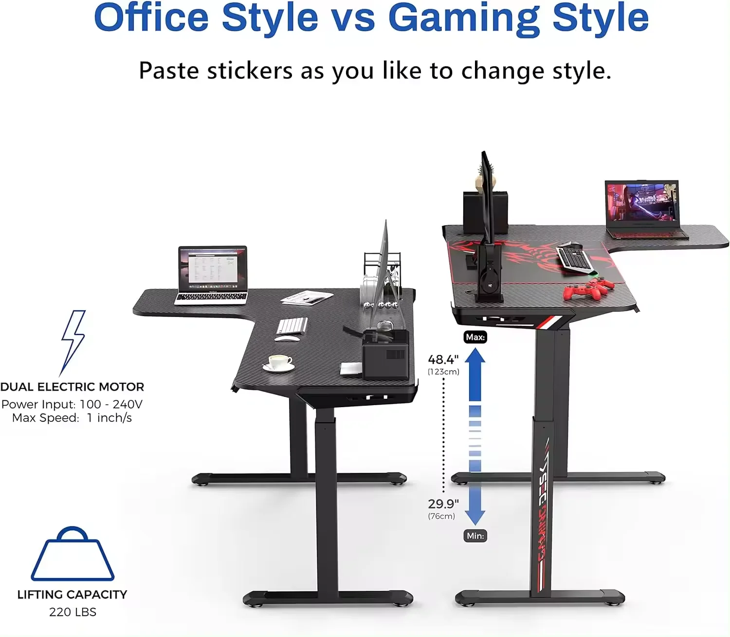 NEW Arrival Sit-Stand Height Adjustable Electric Table Sit Standing Computer Dual Motor Desk