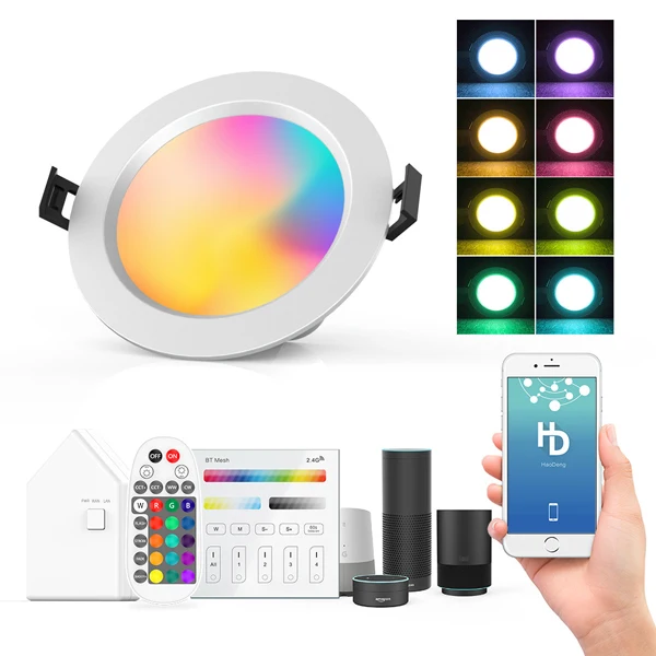 Tuya Bluetooth intelligent 10w rgbcw downlight full-color dimming Alexa voice APP control-3