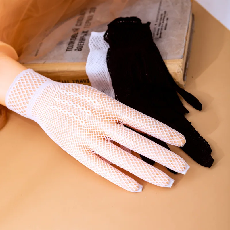 Spring and Autumn Sunscreen, Sunshade and UV Gloves for Women Riding and Driving Lace White Gloves, Summer Thin F