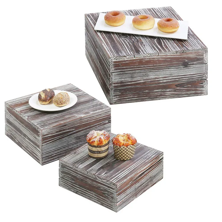 Горячая Распродажа, набор из 3 штук, штабелируемые деревянные подставки для тортов в деревенском стиле