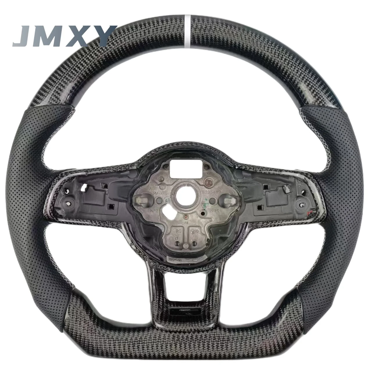 Custom Carbon Fiber Sports Steering Wheel for Volkswagen Golf MK7 MK8 Gti Flat Bottom Leather Design