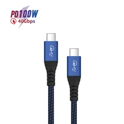 OEM ODM USB-IF CE Certified  Nylon Braid 100W Power Delivery Data Sync Cable 40Gbps 20V 5A Usb4 Fast Charging Cable