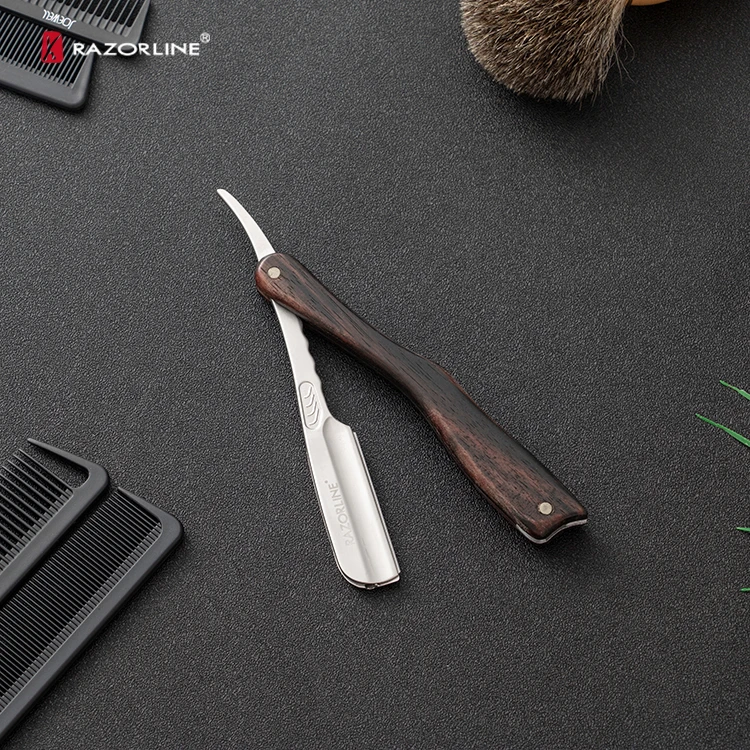 RAZORLINE H15WB черный парикмахерский бритвенный станок с деревянной ручкой Мужская бритва из нержавеющей стали