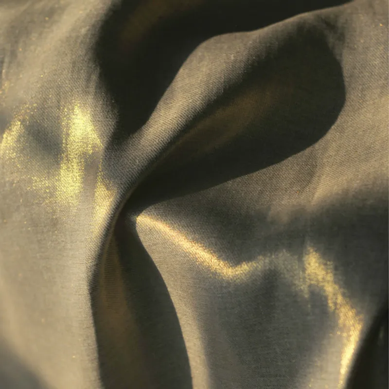 
Silver 100% Pure Linen Fabric Bronzing Thick Outerwear Fabric Gold for Dress Suit 