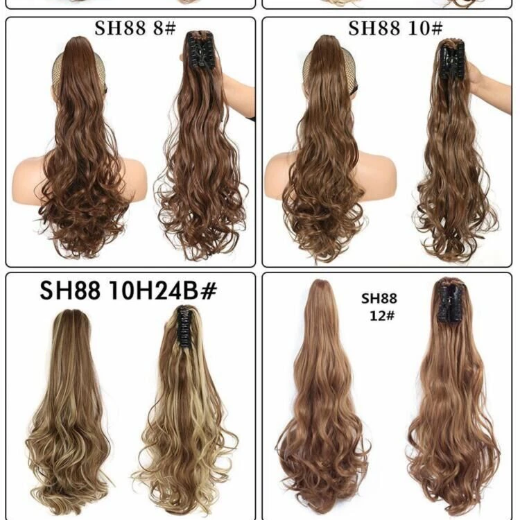 claw ponytail hair extension synthetic curly brown ponytail enxtension hair for women pony tail hair hairpiece