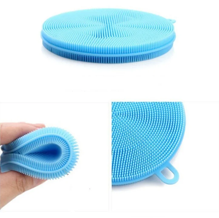Kitchen Multi-function Cleansing Silicone Pad Circular Silicone Brush Dish Bowl Cleaner as seen on TV low MOQ