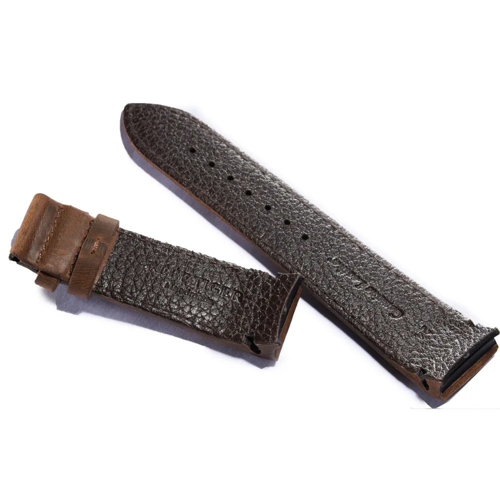 
Reef Tiger 23mm Width Brown Leather Watch Strap Black Genuine Leather Watch Wristband for Men RGA703 