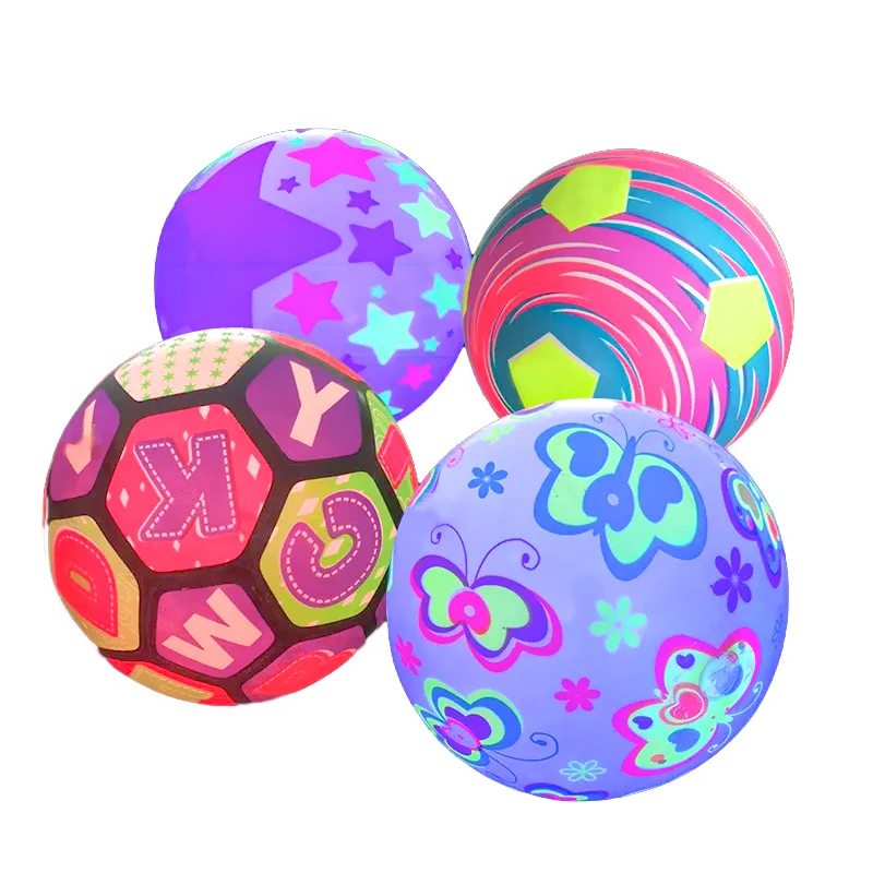 9 inches fluorescence full printing pvc toys ball kids inflate toy with led light