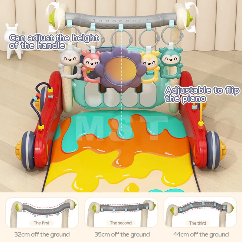 2 in 1 Infants Activity Center Kick Piano Keyboard Mat Sit-to-Stand Learning Walker Baby Play Piano Mat