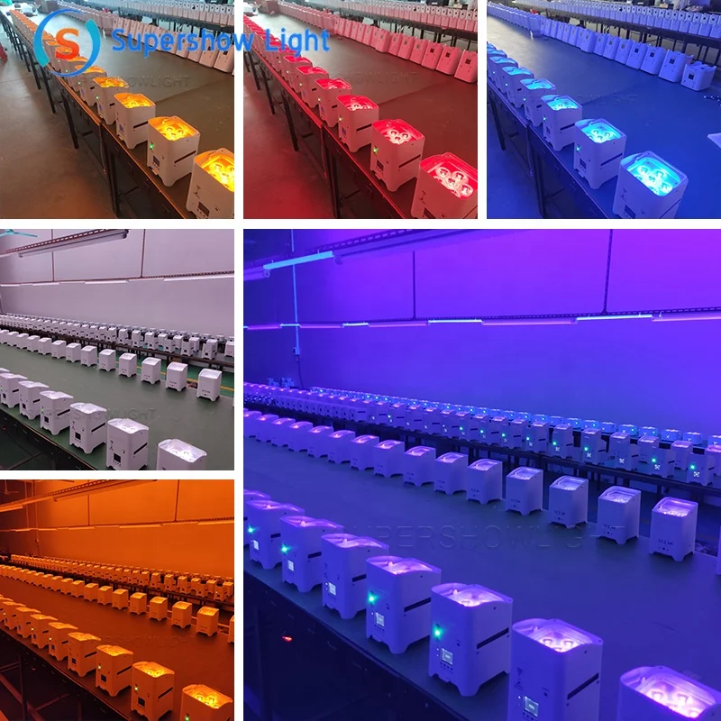 Supershow 6x18w battery powered wireless led par can uplight stage lights with charging case for wedding party