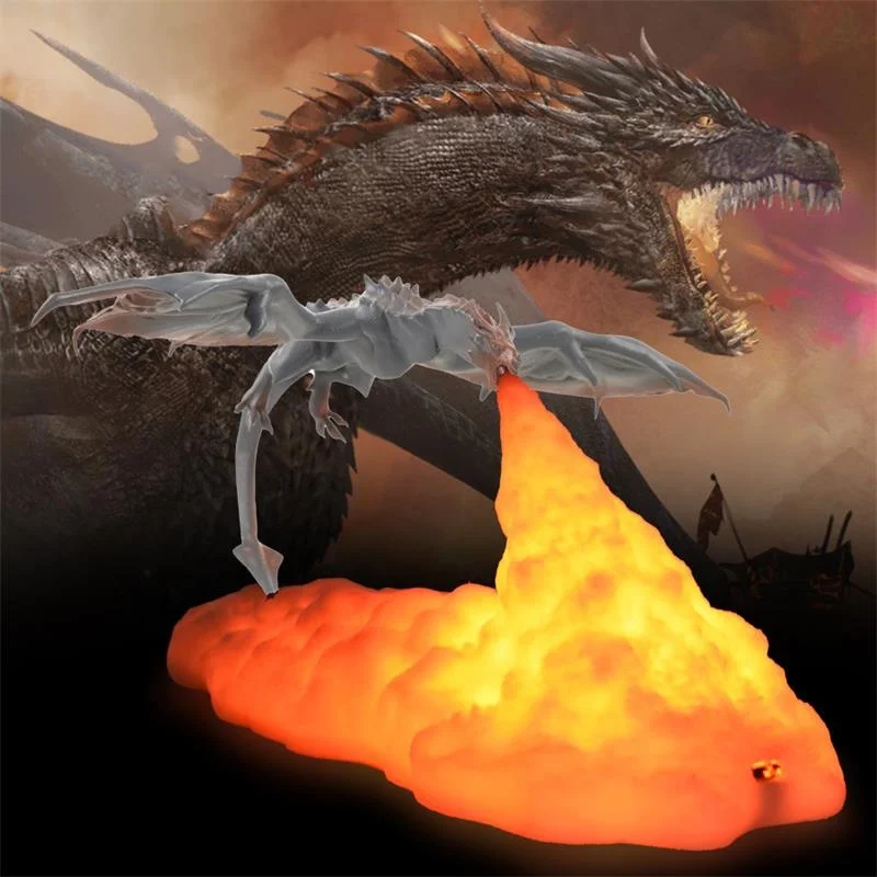 3D Printed Dragon Night Light LED Lamps Dragon Creative for Home Household Products Fire Dragon Ice Rechargeable Gifts for Kids