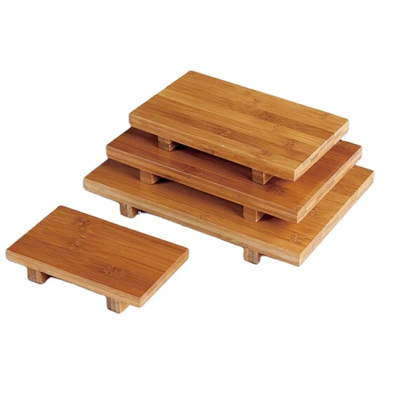 Best selling food grade reusable natural wood bamboo sushi plate tray for sushi serving