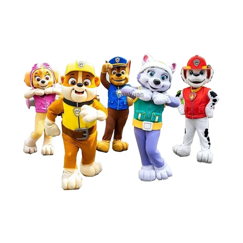 Hengyuan Hot Sale Fancy Paw Dog Mascot Costumes Cosplay Cartoon Patrol Dogs Mascot Costume for Adults Events Party Supplies