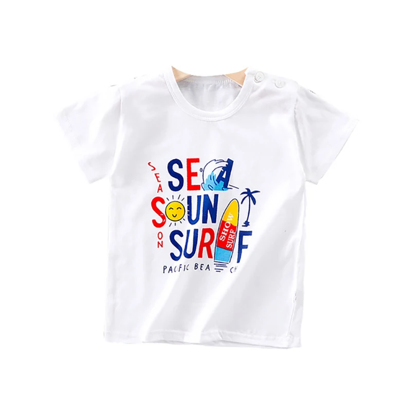 Детская футболка с коротким рукавом из чистого хлопка для мальчиков и девочек