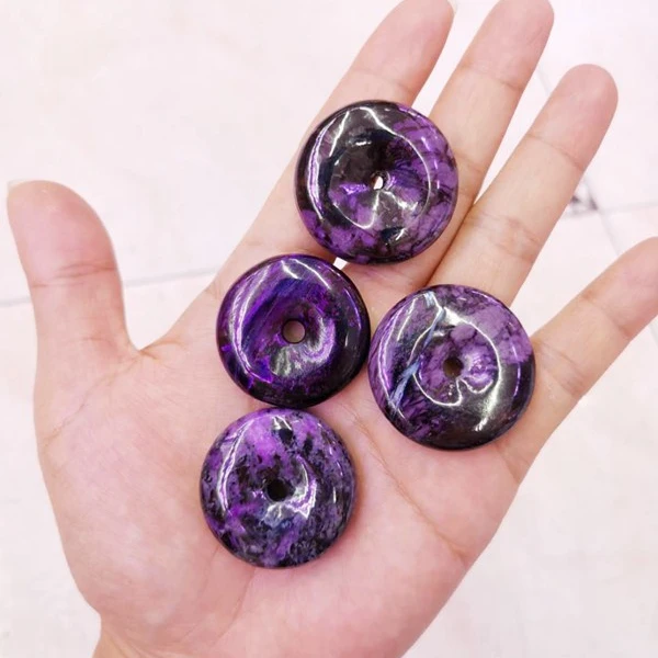 Wholesale  Natural Smooth Charm Gemstone  Sugilite Donut  Pendant For Jewelry Making
