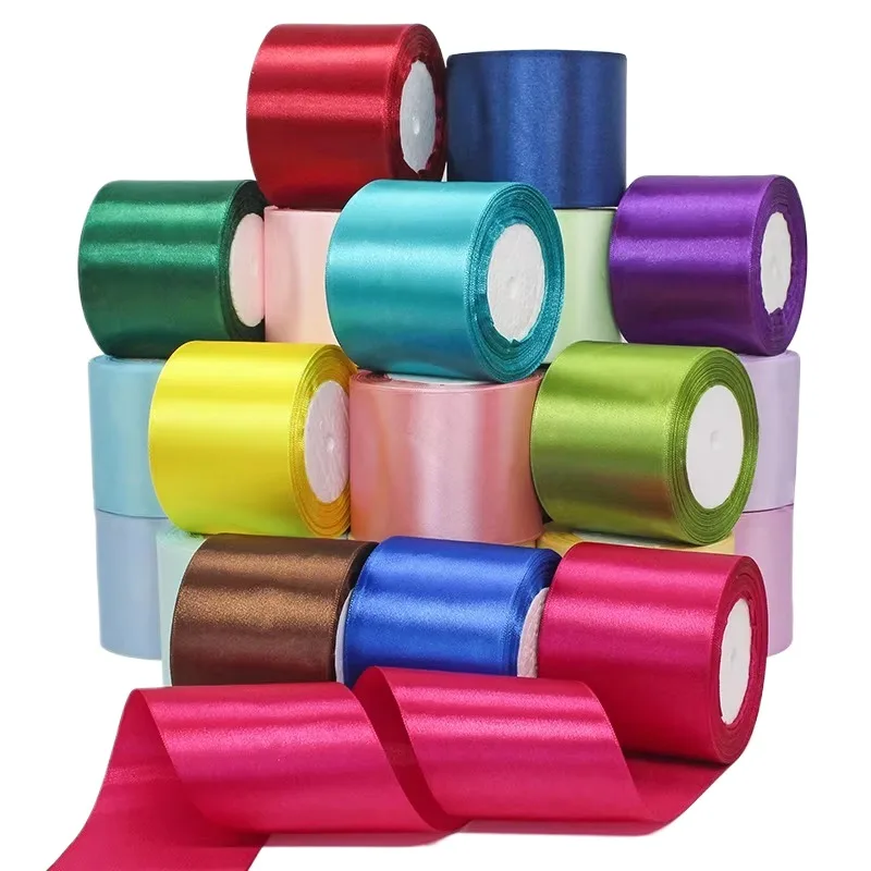 75 mm 3inch Satin Ribbon Roll Single Face Gift Ribbon For Boxes Gifting 25 yards