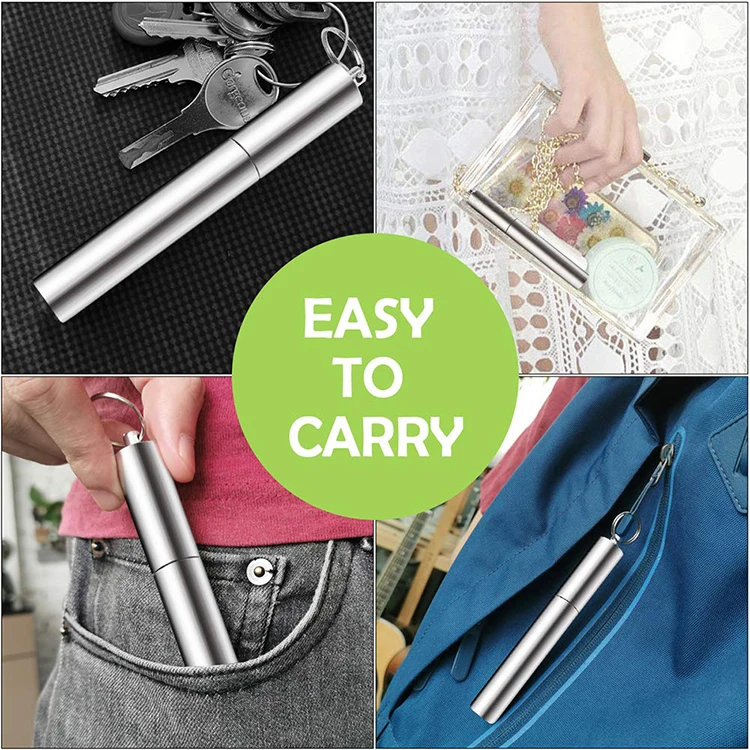 Svin Hot Sale Metal Reusable Custom  Stainless Steel Drinking Telescopic Straw