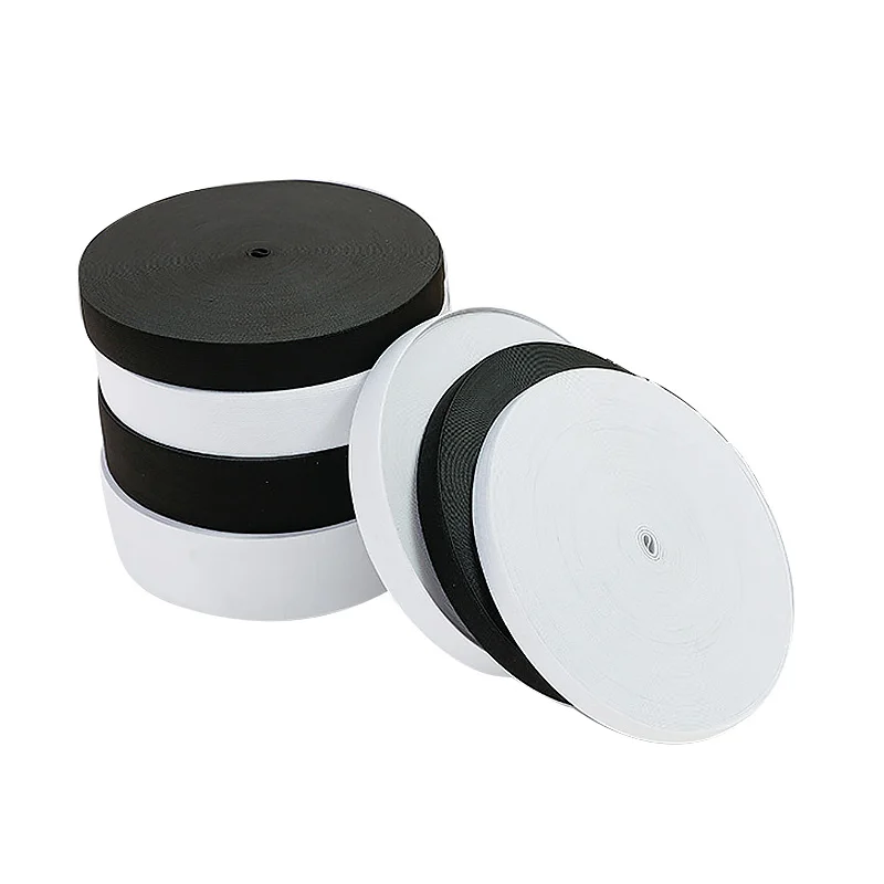 High Quality 3cm 4cm 5cm White/Black Elastic Flat Ribbon Factory price