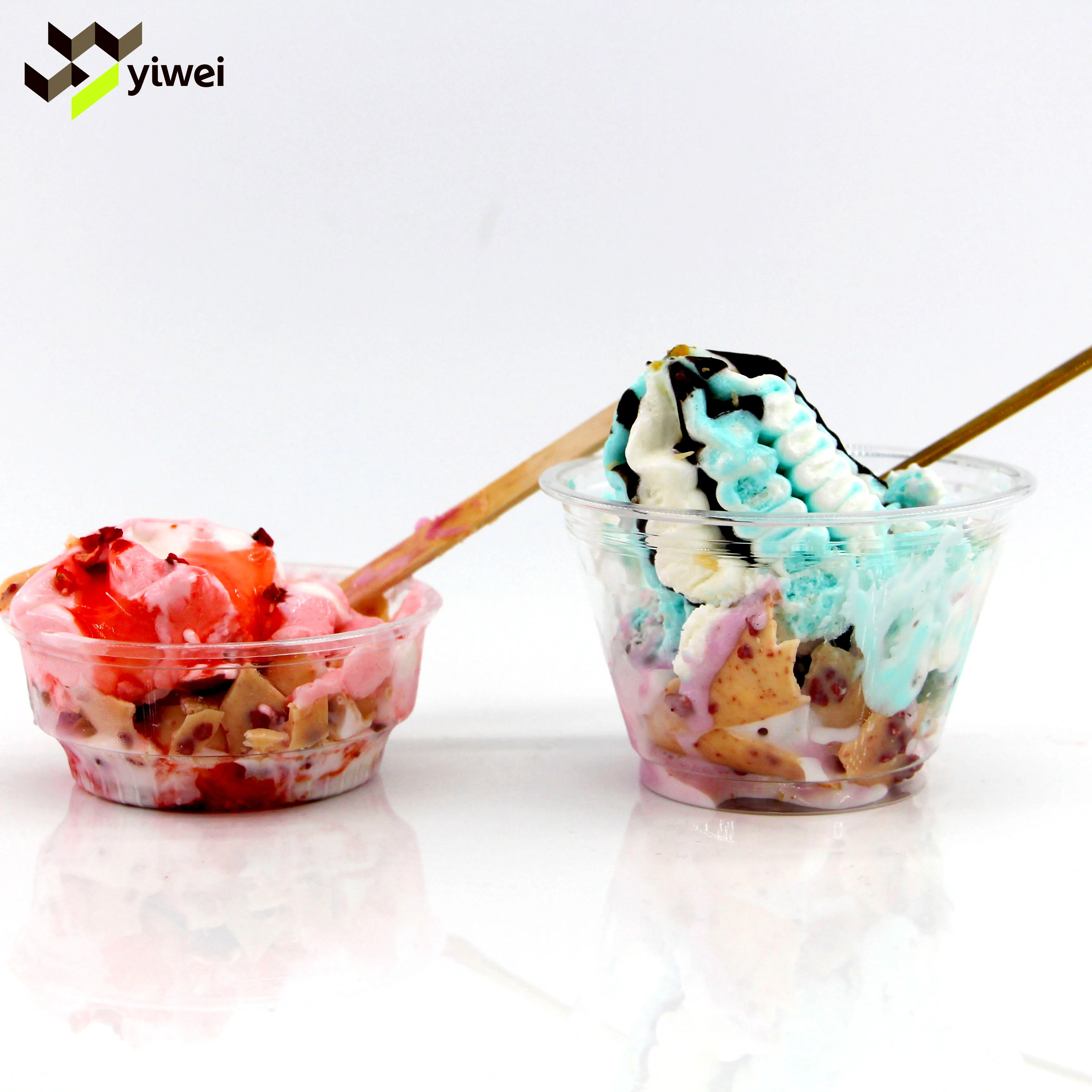 Wholesale Eco Friendly Disposable Plastic Cup Custom Transparent Ice Cream PET Cups Biodegradable for Cold Drinking