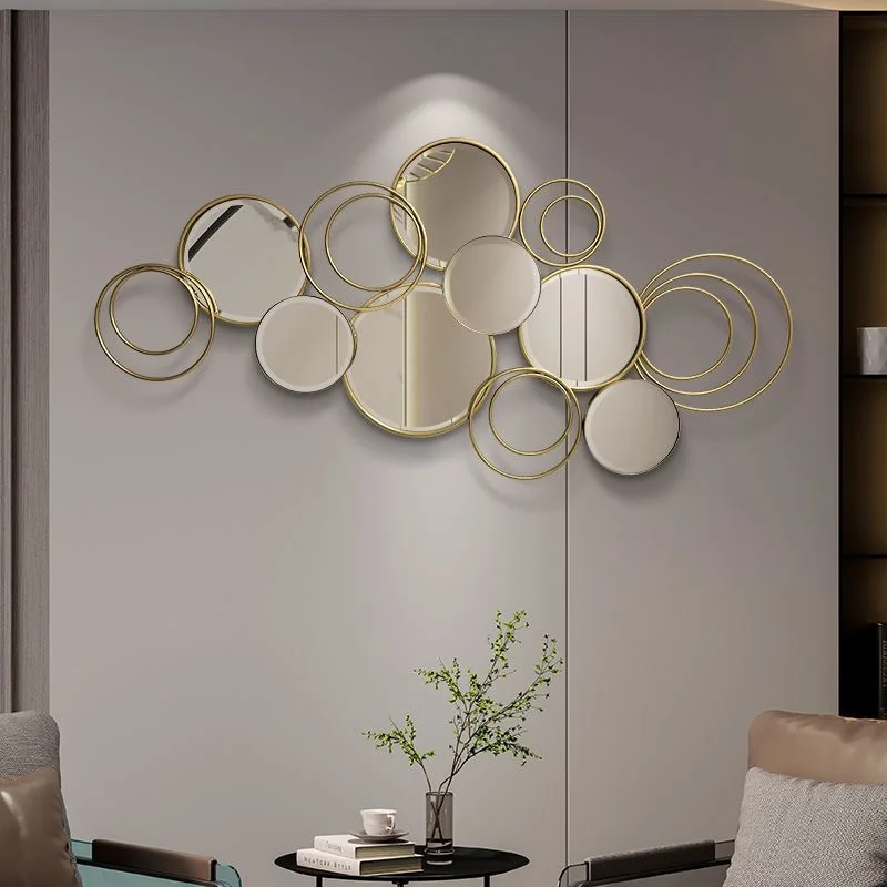 138X66cm FuZhou manufacturer factory price 3d wall hanging mirrored decorative large gold metal Handicraft art home decor mirror