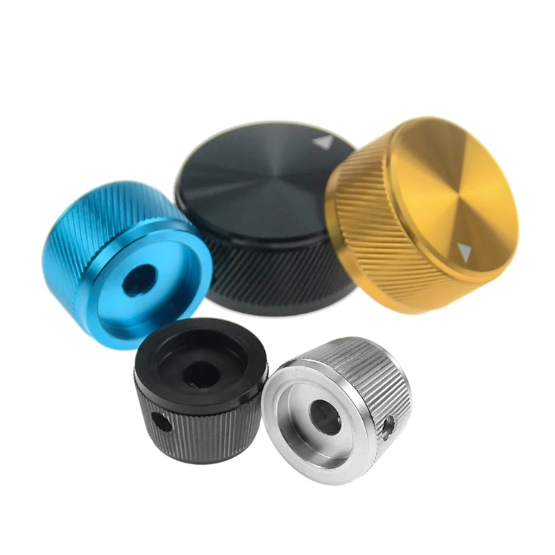 Customized Potentiometer Knob Shaft Black Silver Blue Yellow Aluminum Volume Control Knob with Set Screw