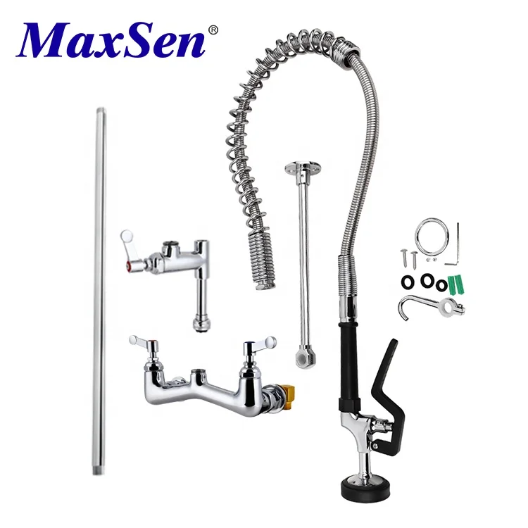 MaxSen Pre rinse Mixer Brand Pre rinse with Mixer Commercial Pre rinse Kitchen Sink Faucet with Elbow Tap