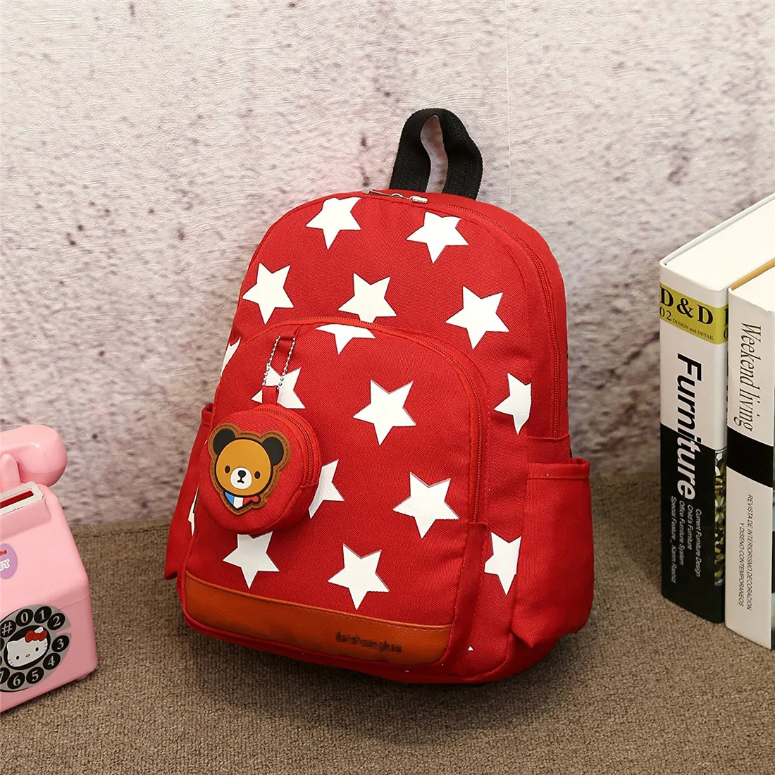 Fashion Star Bear Design Kindergarten Backpacks School Bags Wholesale Mini Cheap Kids Backpacks