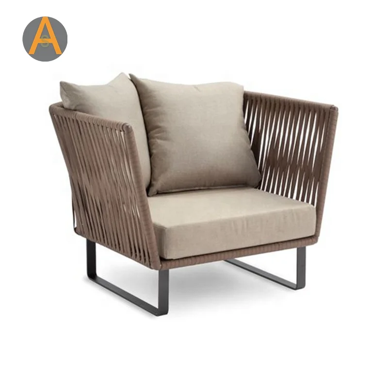 Patio outdoor sofa chair furniture rattan wicker Garden modern rope sofa set aluminum corner sofa