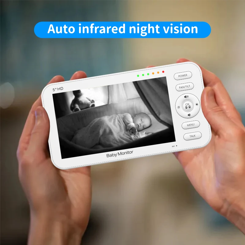5 inch HD LCD Video Nanny Wireless Security Camera Two Way intercom  Night Vision WIFI Baby Monitor