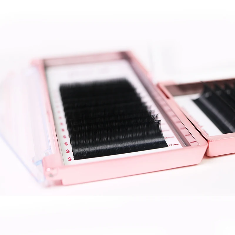 Private Label C D Individual Lash Supplier Volume Lash Trays Fluffy Mink Eyelash Extensions Soft Matte Black 0.03 0.05 0.07 High