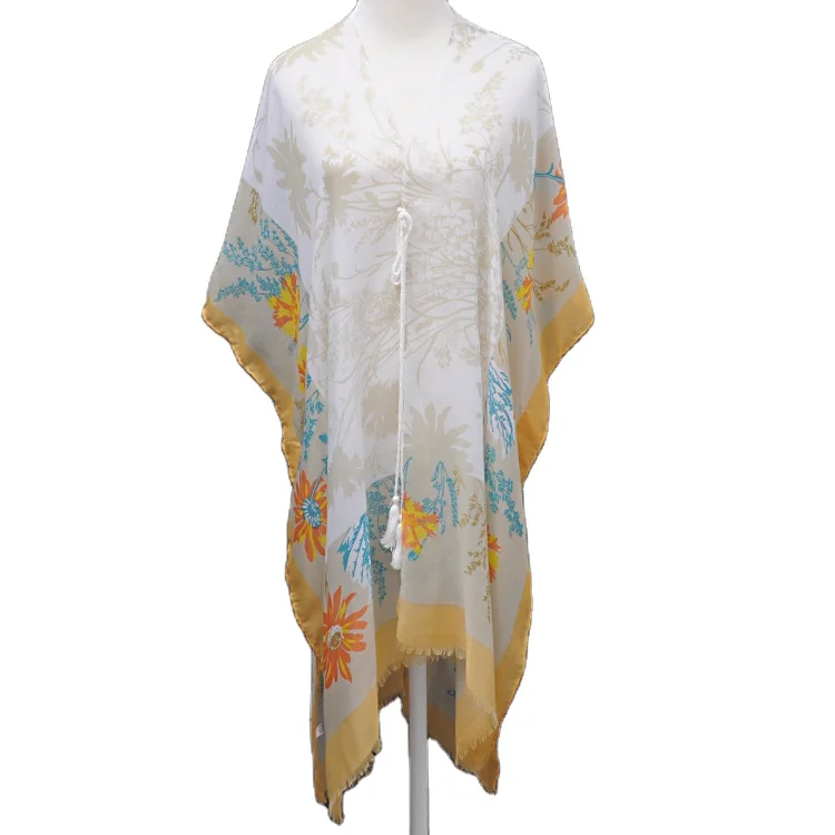 Летняя одежда, женские пляжные длинные шифоновые шали с цветами, большие пляжные шали, идеально подходят для пляжа