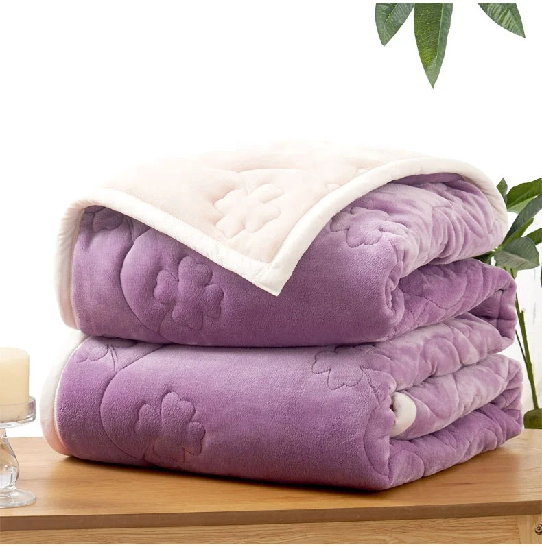 Airline Floral Blanket Regular Disposable Polyester Fleece Quilt