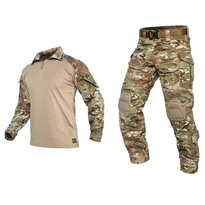 PTG Men G3 Assault Camo Custom G3 Camouflage Tactical Clothing Shirt Pants Uniform Tactical Uniform with Knee Pads