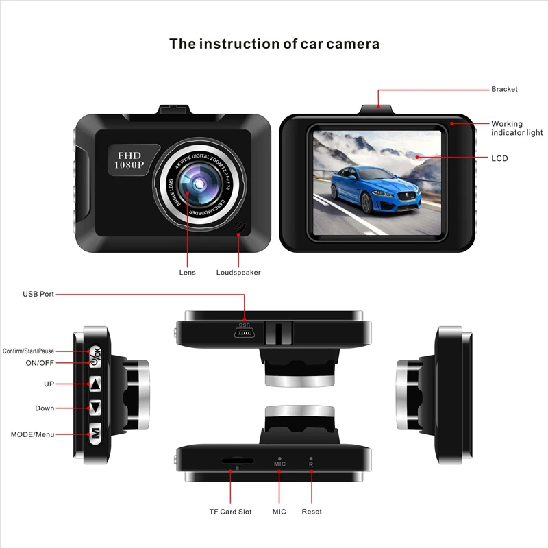 
Q2 car and motorcycle recorder 90 wide angle lens full HD 1280P 2.3 inch signal recorder DVR driving recorder 