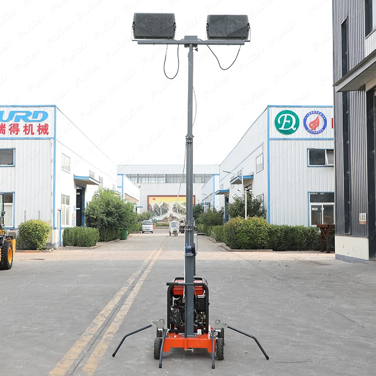 Mobile Light Tower Telescopic Rod Portable Lighting Tower Sports Stadium Flood Diesel Light Tower By Trailer Made in China