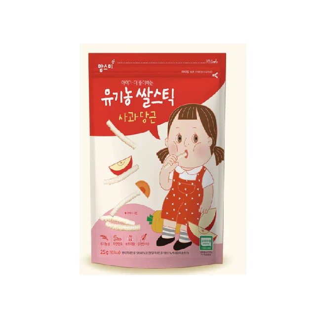 [Korea Organic rice stick snack Apple and Carrot] 98% Korea Brown rice snack refreshment for infants of 6 months after birth