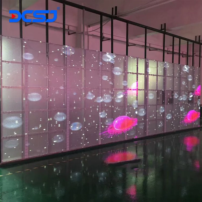 Indoor High Brightness Transparent Led Display Custom Solution Waterproof Glass Curtain Transparent Led Screen Display