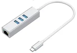Type c to USB 3.0 HUB with Ethernet 4 in 1  adapter USB C TO RJ45 LAN port megabit 10/100Mbps hub with 3 USB 3.0 port