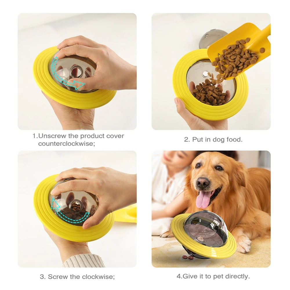 Pet products customized flying saucer toys for dogs with missing food and slow yellow dog feed bowl pet bowls &