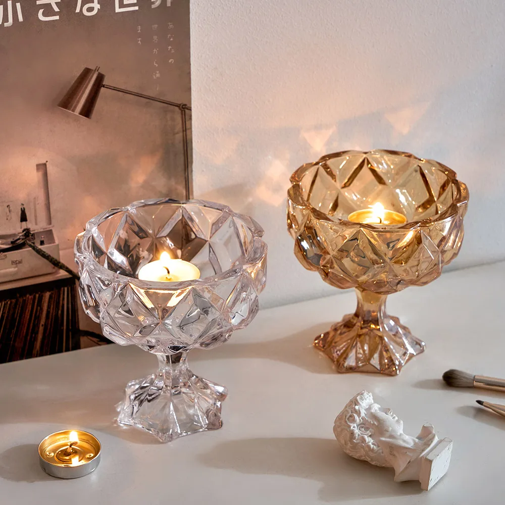Creative romantic wedding candle jar glass crystal candle holder jewelry ornaments